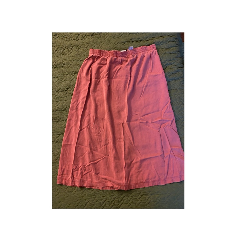 Pink Midi Skirt in Washed Denim